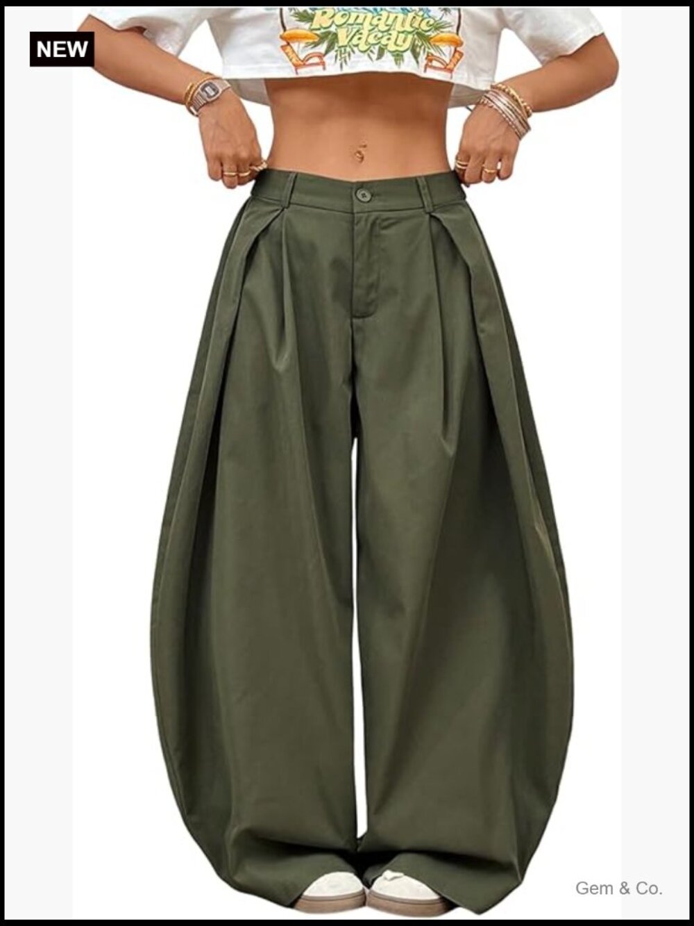 Baggy Low Rise Pleated Wide Leg Cargo Trousers Casual Dress Pants